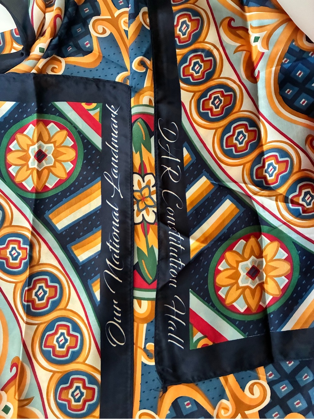 DAR Constitution Hall square neck scarf 35” x 35”